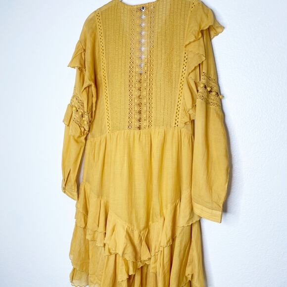 SEA new york mustard ruffle peasant dress size 8 - Picture 9 of 12